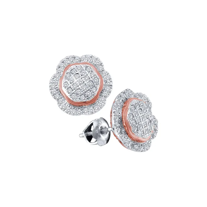 10kt White Gold Womens Round Diamond Rosetone Frame Octagon Cluster Earrings 13 Cttw mayamila Earrings 10kt White Gold Womens Round Diamond Rosetone Frame Octagon Cluster Earrings 13 Cttw mayamila Earrings
