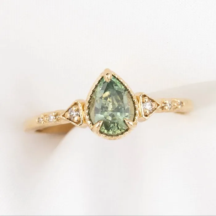 Agatha Ring 087ct Light Green Montana Sapphire Envero Jewelry Rings