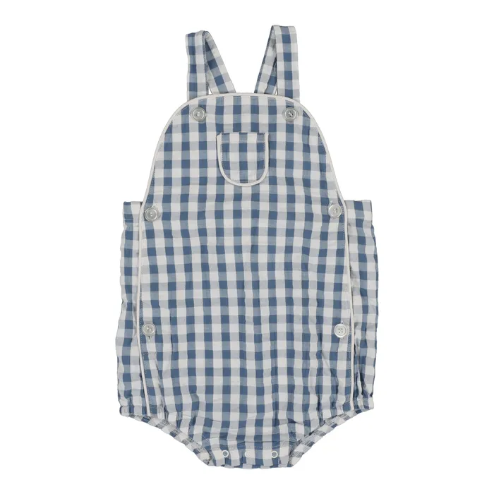 Earrings Analogie Analogie Gingham Suspender Romper Bright Blue