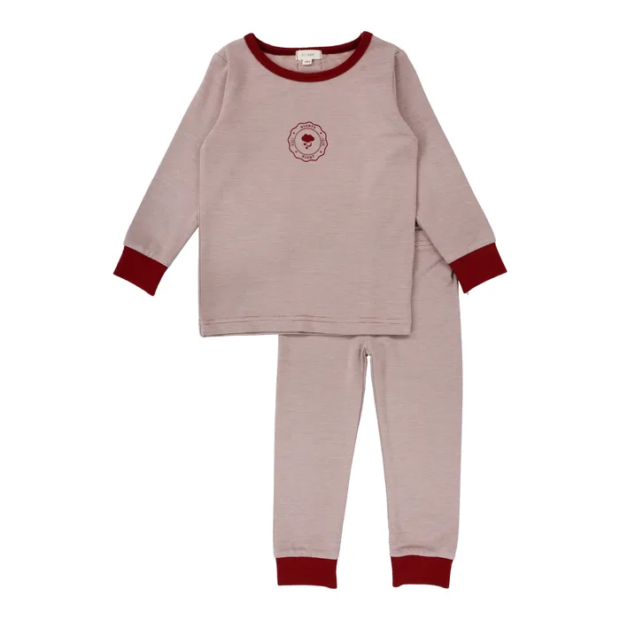 Earrings Lil Legs Lil Legs Striped Long Sleeve Lounge Set Pajamas Rosewood