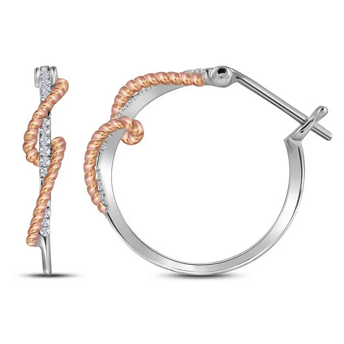 Earrings mayamila 10kt Twotone Gold Womens Round Diamond Rope Hoop Earrings 110 Cttw Earrings mayamila 10kt Twotone Gold Womens Round Diamond Rope Hoop Earrings 110 Cttw