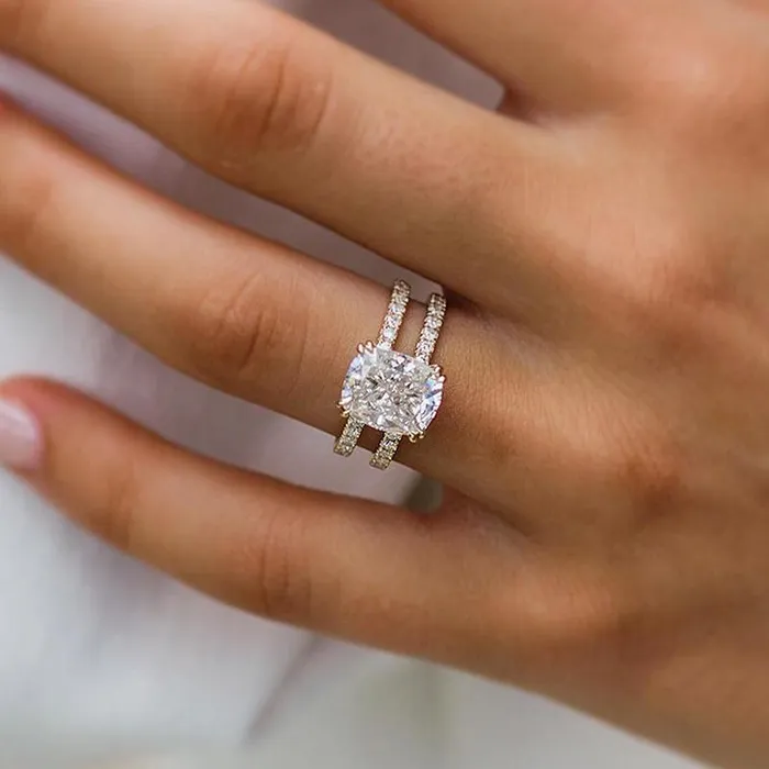 Golden Tone Cushion Cut Two Band Shank Sterling Silver Engagement Ring Shineofdiamond Rings Golden Tone Cushion Cut Two Band Shank Sterling Silver Engagement Ring Shineofdiamond Rings