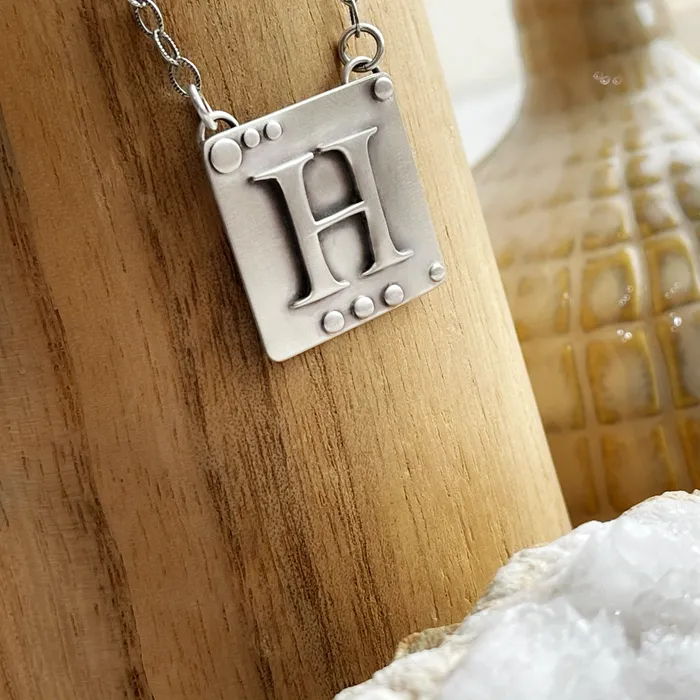 HeidiJHale Necklaces Initial Squared Necklace