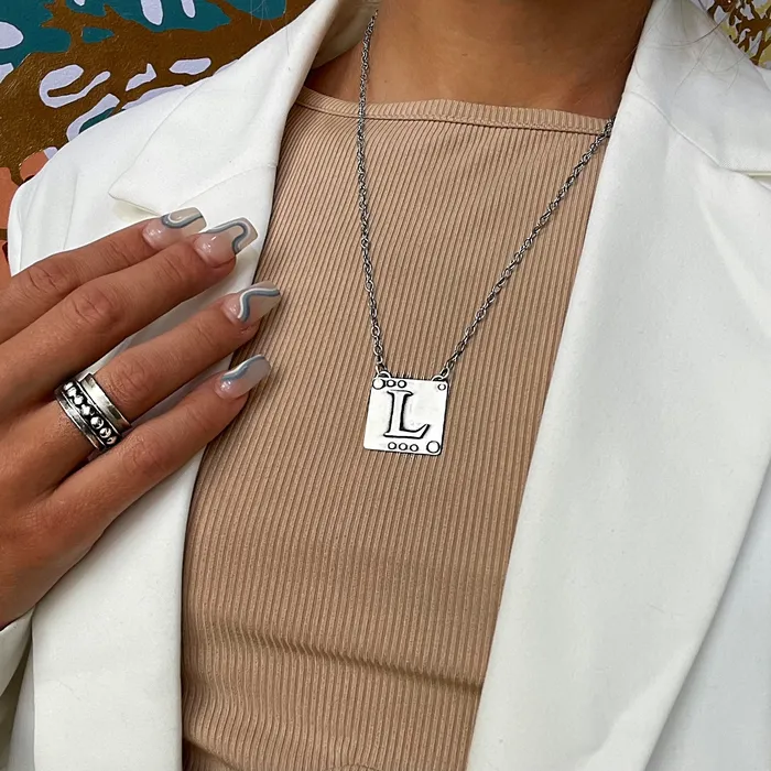 HeidiJHale Necklaces Initial Squared Necklace