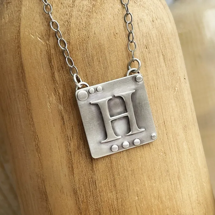 HeidiJHale Necklaces Initial Squared Necklace