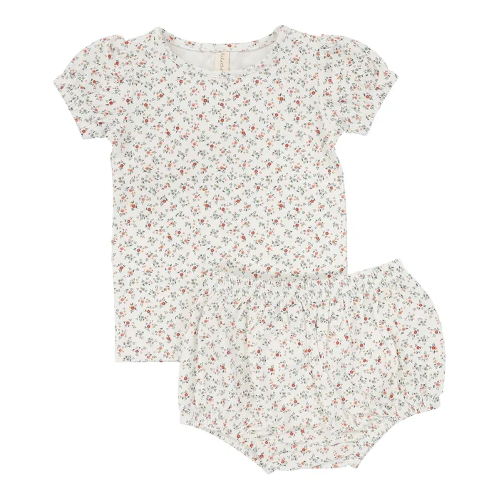 Lilette Rings Lilette Bouquet Floral Short Sleeve Set Winter WhiteFloral
