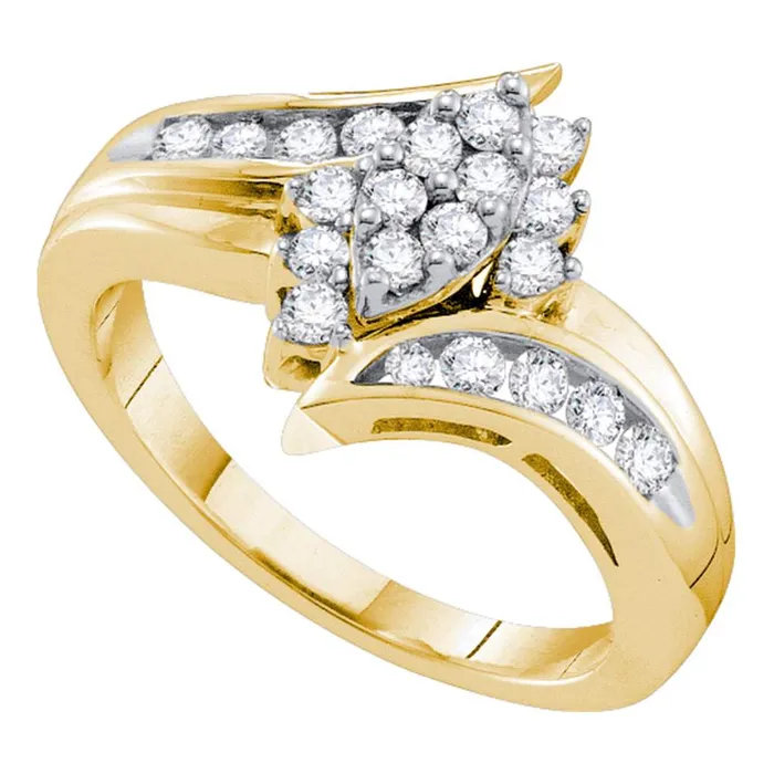 mayamila 14kt Yellow Gold Womens Round Diamond Marquiseshape Cluster Ring 12 Cttw Rings mayamila 14kt Yellow Gold Womens Round Diamond Marquiseshape Cluster Ring 12 Cttw Rings