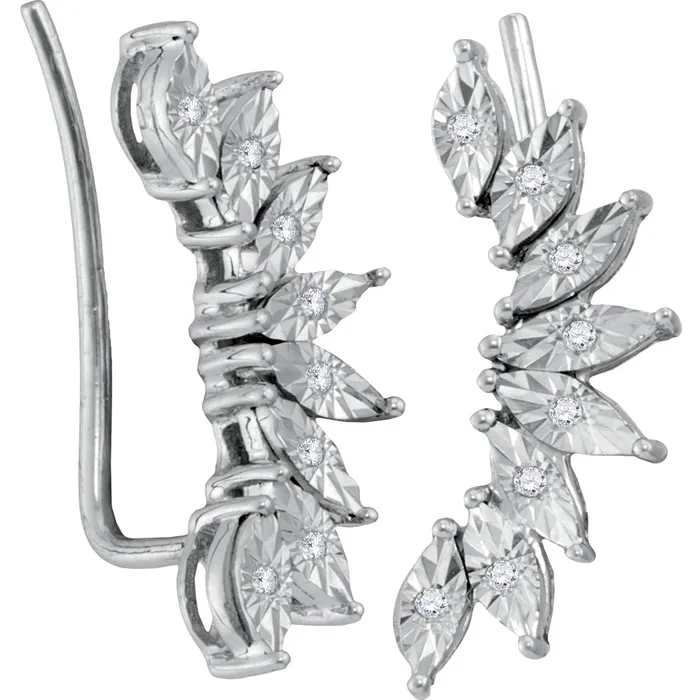 mayamila Earrings Sterling Silver Womens Round Diamond Ovalshape Climber Earrings 120 Cttw mayamila Earrings Sterling Silver Womens Round Diamond Ovalshape Climber Earrings 120 Cttw