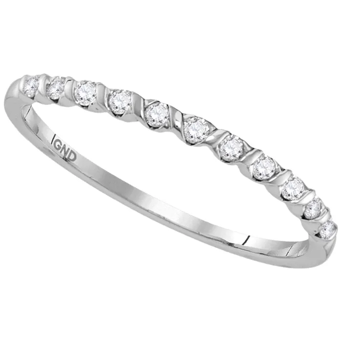 mayamila Rings 10kt White Gold Womens Round Diamond Single Row Stackable Band Ring 16 Cttw mayamila Rings 10kt White Gold Womens Round Diamond Single Row Stackable Band Ring 16 Cttw