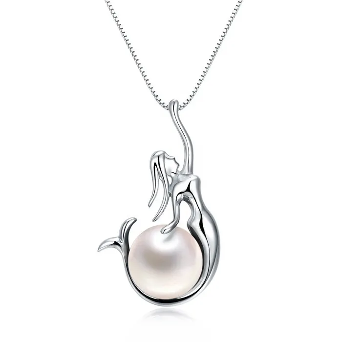 Mystic Flavia Necklaces Mermaid Natural Pearl Pendant Silver Necklace