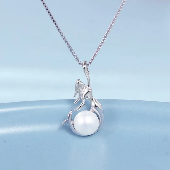Mystic Flavia Necklaces Mermaid Natural Pearl Pendant Silver Necklace
