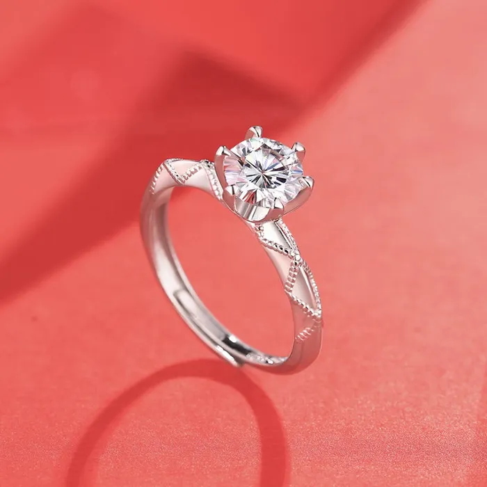 Mystic Flavia Rings Berlin Solitaire MOISSANITE Dainty Silver Ring