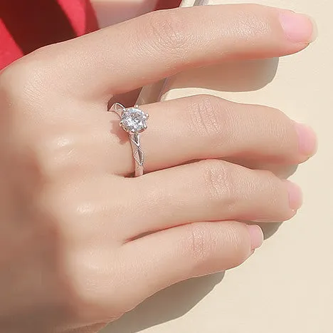 Mystic Flavia Rings Berlin Solitaire MOISSANITE Dainty Silver Ring