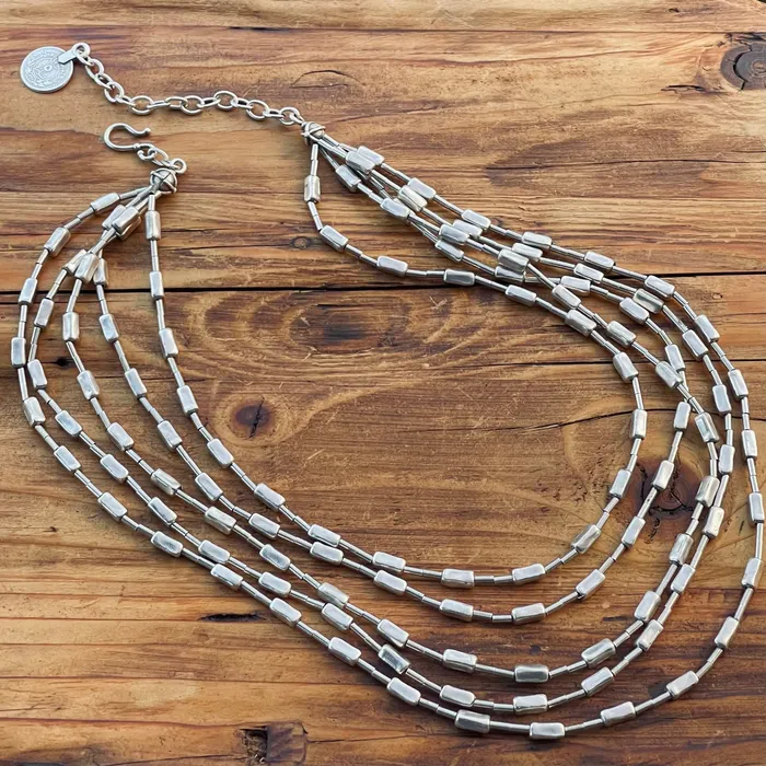 Necklaces HeidiJHale Designs Sterling Silver over Pewter 5 Strand Necklace 17 adjustable to 20 Necklaces HeidiJHale Designs Sterling Silver over Pewter 5 Strand Necklace 17 adjustable to 20
