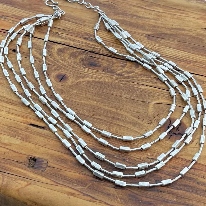 Necklaces HeidiJHale Designs Sterling Silver over Pewter 5 Strand Necklace 17 adjustable to 20 Necklaces HeidiJHale Designs Sterling Silver over Pewter 5 Strand Necklace 17 adjustable to 20