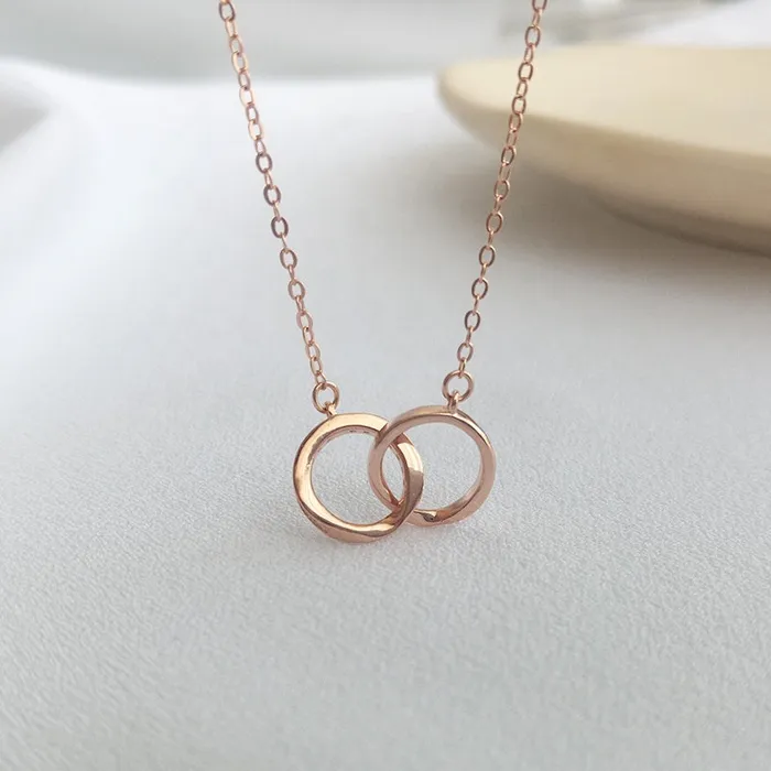 Necklaces Mystic Flavia Rose Gold Even Circle Pendant Silver Necklace