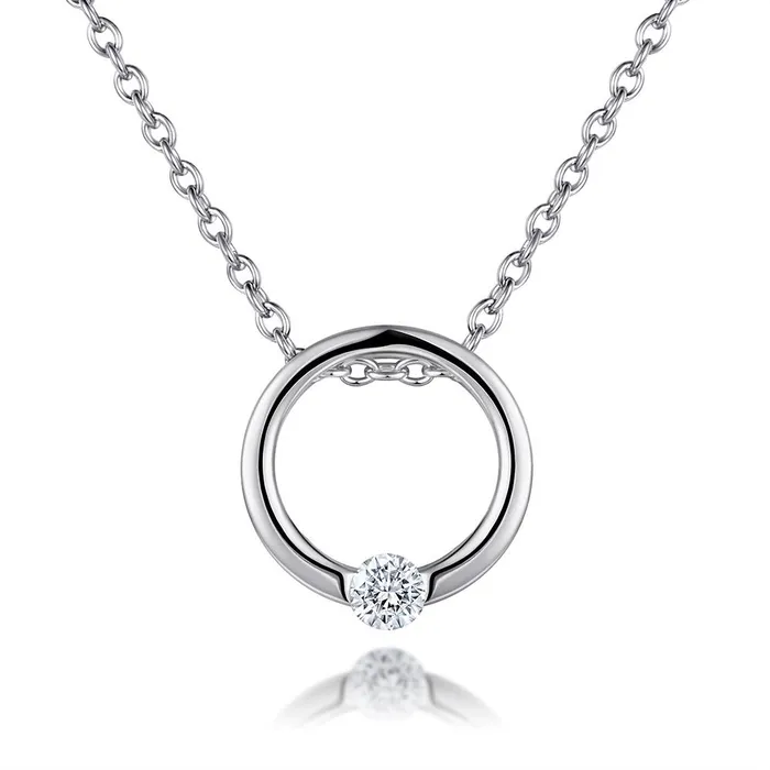 Necklaces Shineofidamond Circle Sterling Silver Pendant Necklace