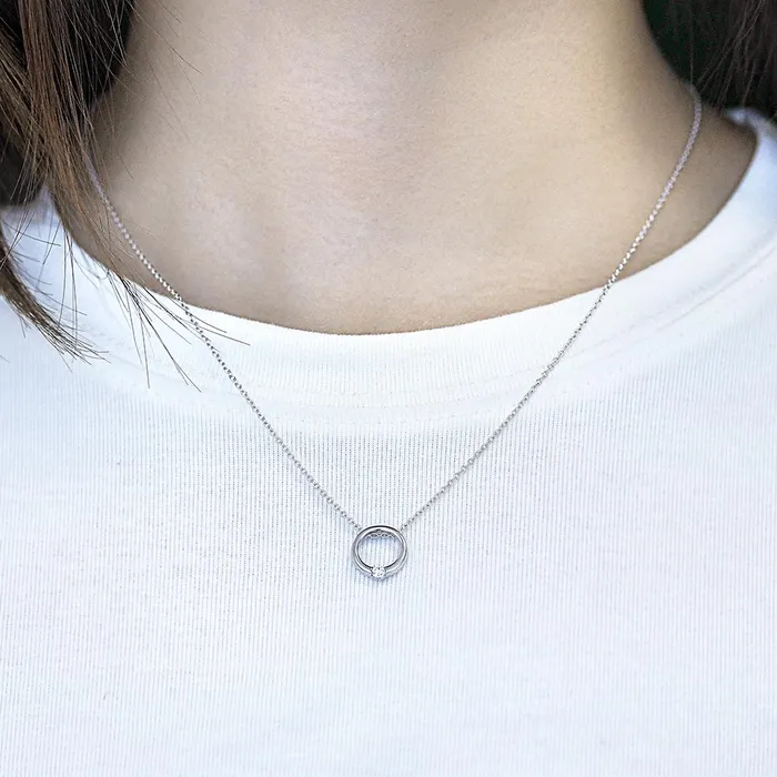 Necklaces Shineofidamond Circle Sterling Silver Pendant Necklace