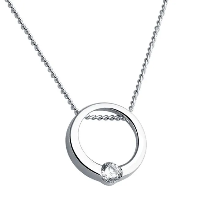Necklaces Shineofidamond Circle Sterling Silver Pendant Necklace