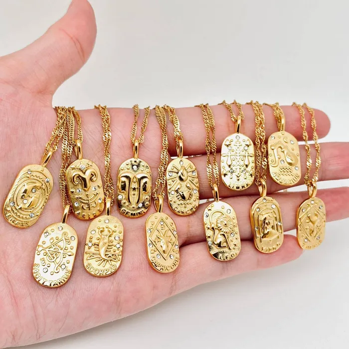 Necklaces Zodiac Design Gold Plated Necklace Mio Queena