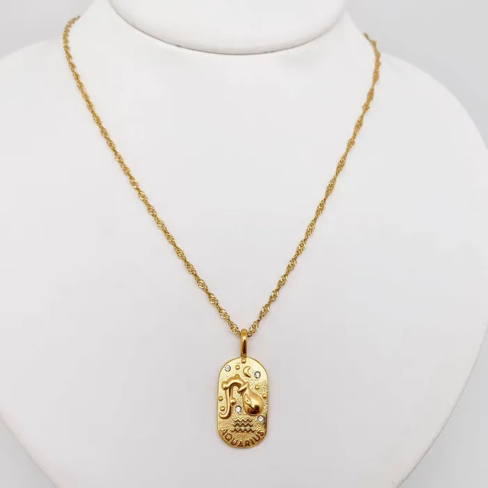Necklaces Zodiac Design Gold Plated Necklace Mio Queena