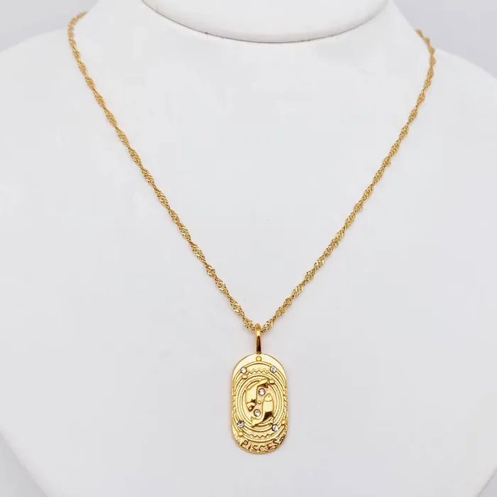Necklaces Zodiac Design Gold Plated Necklace Mio Queena