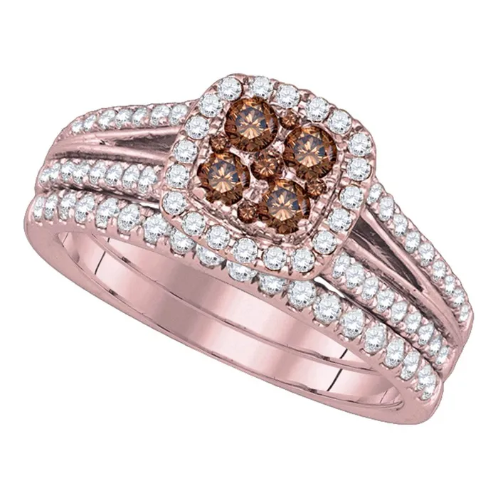 Rings mayamila 14kt Yellow Gold Womens Round Brown Diamond Bridal Wedding Engagement Ring Band Set 100 Cttw Rings mayamila 14kt Yellow Gold Womens Round Brown Diamond Bridal Wedding Engagement Ring Band Set 100 Cttw