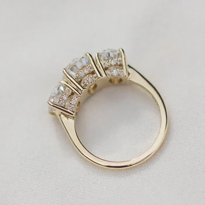shineofdiamond Rings Three Stone Oval Cut Engagement Ring Anniversary Ring in Sterling Silver