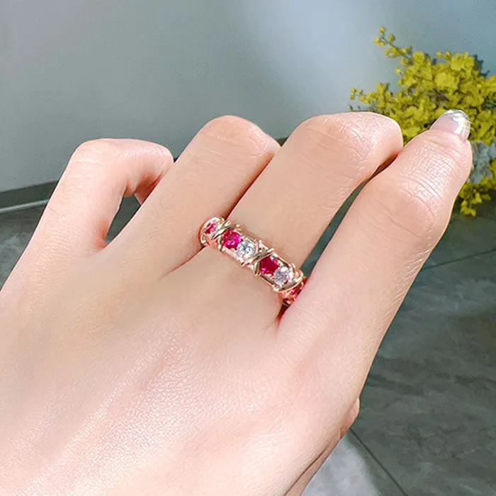 shineofdiamond Rings XShape Two Tone Sterling Silver Wedding Band shineofdiamond Rings XShape Two Tone Sterling Silver Wedding Band