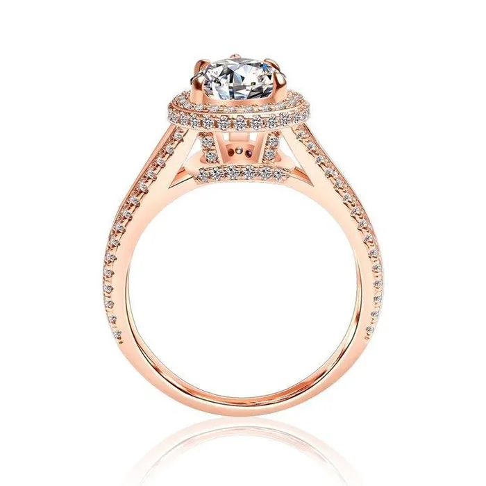 Shineofidamond Halo Pear Cut Split Shank Engagement Ring Rings