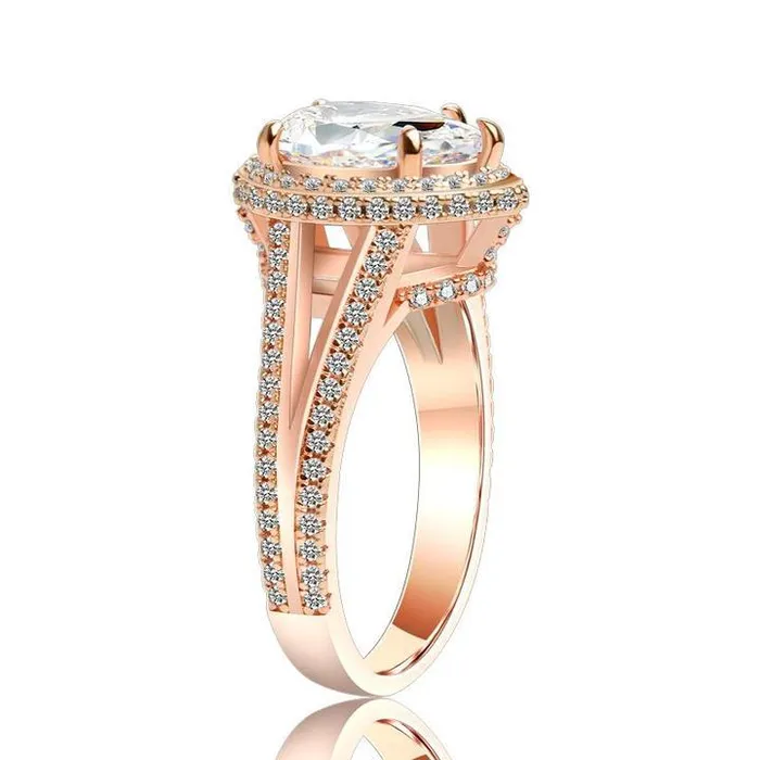 Shineofidamond Halo Pear Cut Split Shank Engagement Ring Rings