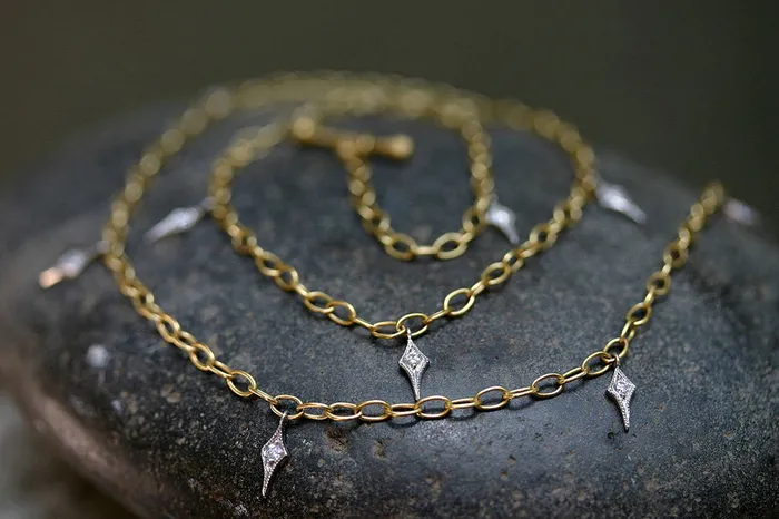 Tiny Lacy Chain Diamond Fringe Cathy Waterman Necklaces Tiny Lacy Chain Diamond Fringe Cathy Waterman Necklaces