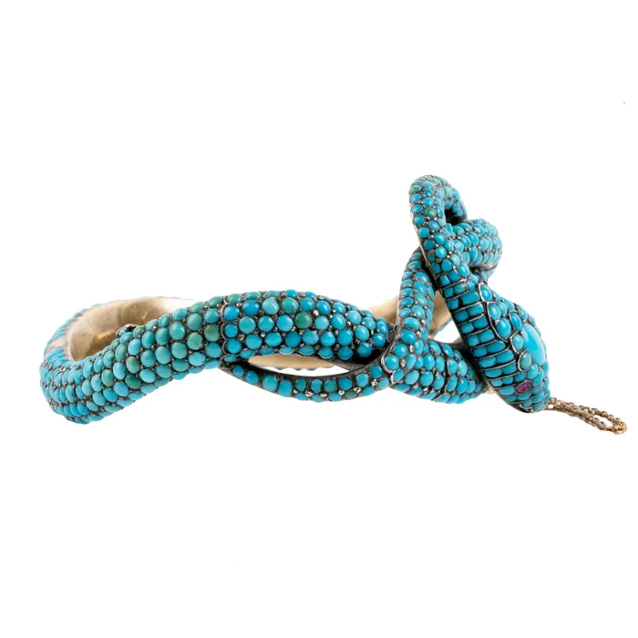 Bell Bird Antiques Victorian era turquoise snake bracelet Bracelets