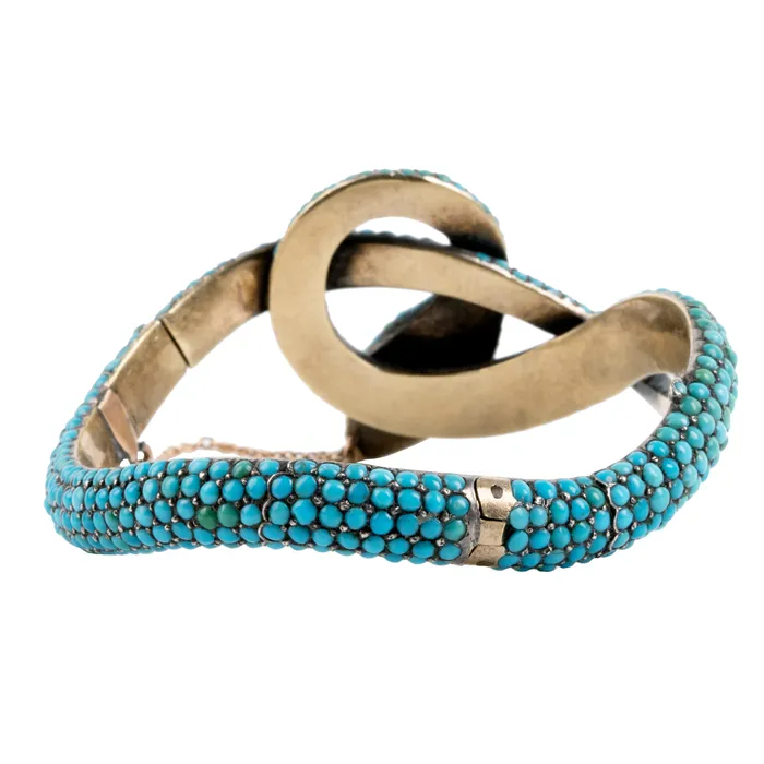 Bell Bird Antiques Victorian era turquoise snake bracelet Bracelets