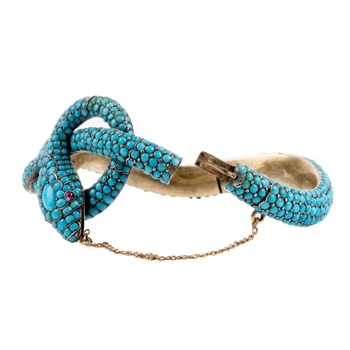 Bell Bird Antiques Victorian era turquoise snake bracelet Bracelets
