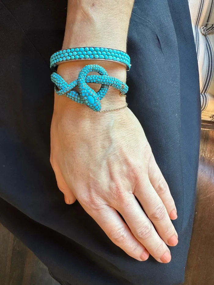 Bell Bird Antiques Victorian era turquoise snake bracelet Bracelets