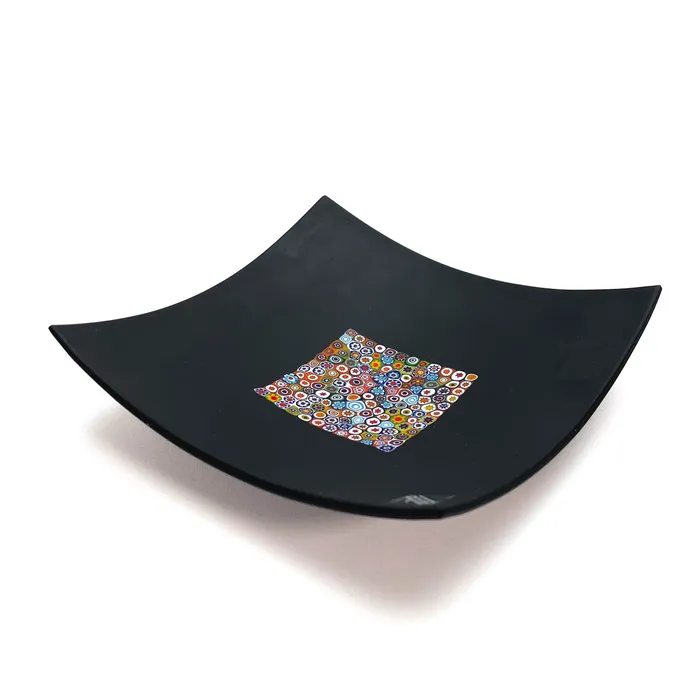 Black and Millefiori Plate Square 17 Ragazzi C Rings