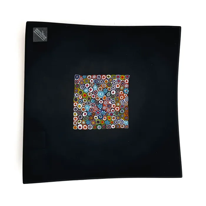 Black and Millefiori Plate Square 17 Ragazzi C Rings Black and Millefiori Plate Square 17 Ragazzi C Rings