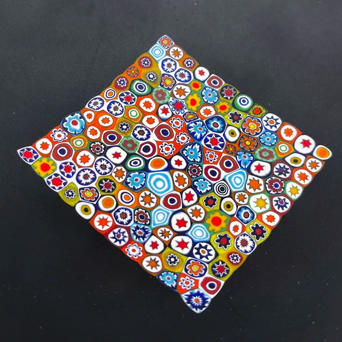 Black and Millefiori Plate Square 17 Ragazzi C Rings Black and Millefiori Plate Square 17 Ragazzi C Rings
