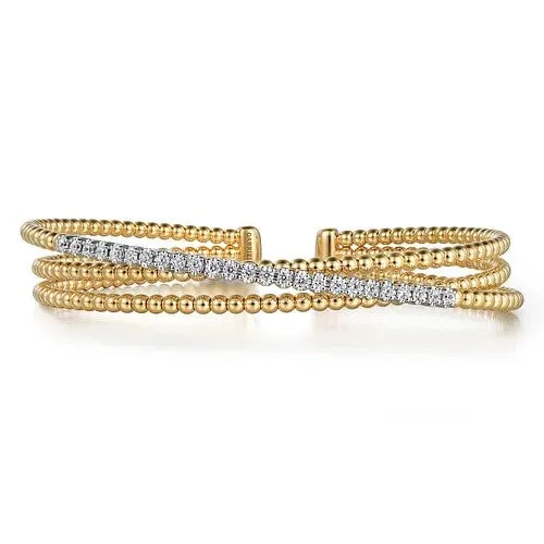 Bracelets 14K WhiteYellow Gold Bujukan Diamond Criss Cross Bangle GABRIEL CO Bracelets 14K WhiteYellow Gold Bujukan Diamond Criss Cross Bangle GABRIEL CO