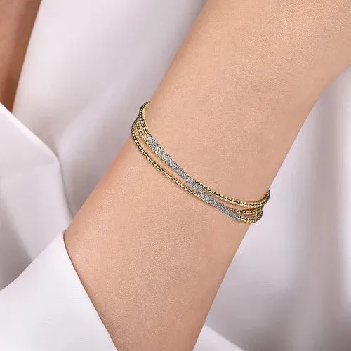 Bracelets 14K WhiteYellow Gold Bujukan Diamond Criss Cross Bangle GABRIEL CO Bracelets 14K WhiteYellow Gold Bujukan Diamond Criss Cross Bangle GABRIEL CO