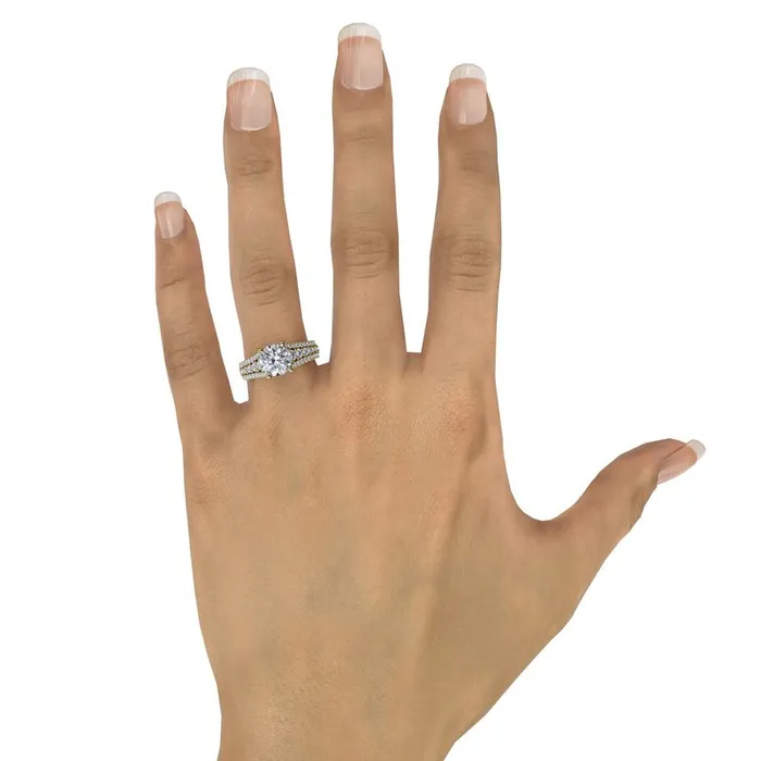 Classic Round Diamond Solitaire Engagement Ring With TripleRow Diamond Shank FANA Rings