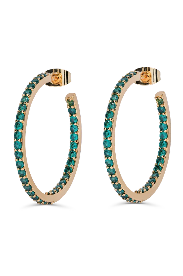 Crystal Haze Jewelry Earrings Serena Hoops Emerald