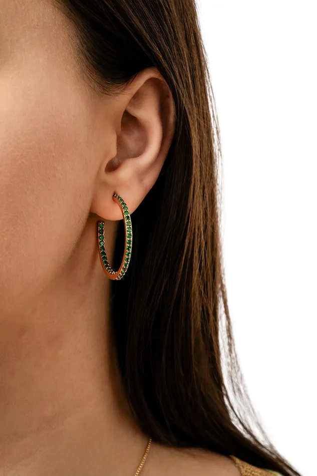 Crystal Haze Jewelry Earrings Serena Hoops Emerald