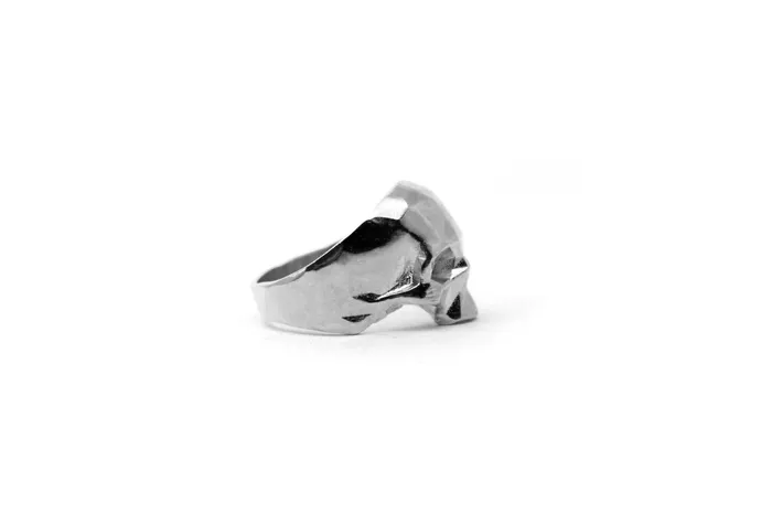 Earrings Anillo Craneo Low Poly sin mandibula Plata MARIA MARISCAL