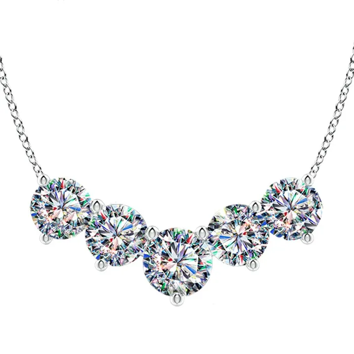 FACETS OF FIRE Necklaces 14KWG 100CTW FOF DIA 5STONE NECKLACE
