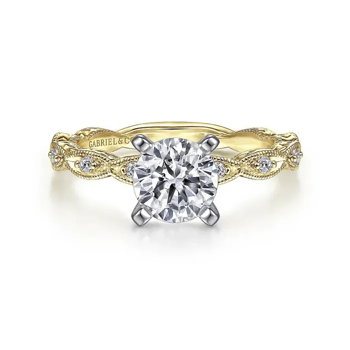 GABRIEL CO Rings Sadie 14K Yellow Gold Round Diamond Engagement Ring