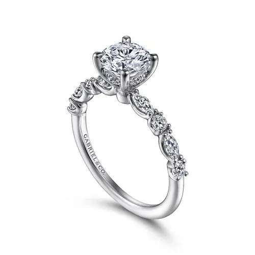 Juliet 14K White Gold Round Diamond Engagement Ring Setting Only GABRIEL CO Rings Juliet 14K White Gold Round Diamond Engagement Ring Setting Only GABRIEL CO Rings