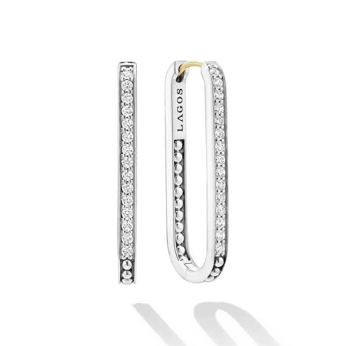 LAGOS Earrings Caviar Spark Large Linear Diamond Hoop Earrings