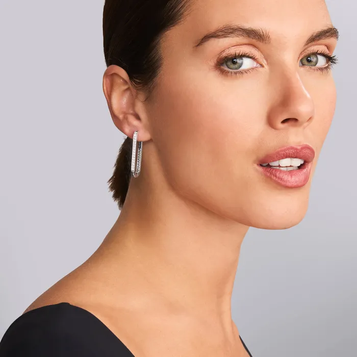 LAGOS Earrings Caviar Spark Large Linear Diamond Hoop Earrings